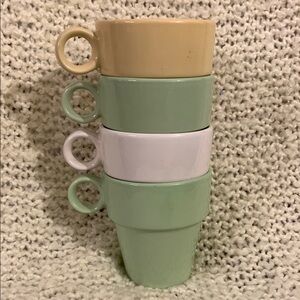 Set of four vintage IKEA flower pot style mugs, 3.75 inches tall.